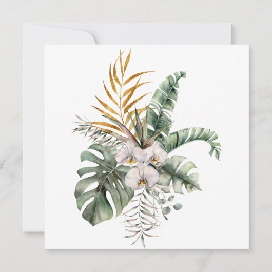 Tropische Orchids Palmen Christliche Hochzeit Einladung (Rückseite)