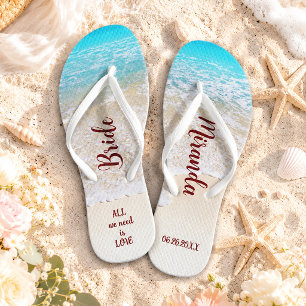 Tropische Ozean-Strand-Brautparty und Hochzeit Badesandalen