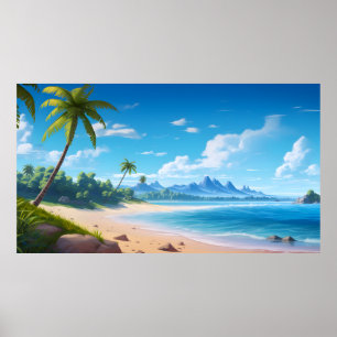 Tropische Ozeaninsel Sandstrand Ufer Poster