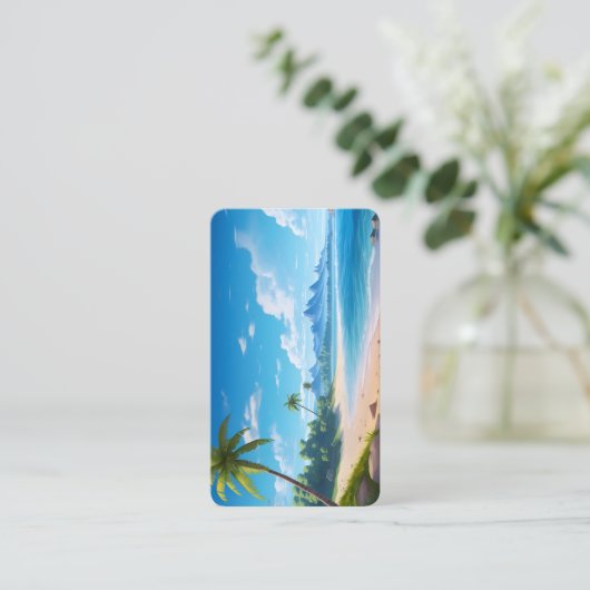 Tropische Ozeaninsel Sandstrand Ufer Visitenkarte (Stehend Vorderseite)