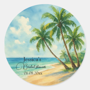Tropische Ozeaninsel-Strand-Brautdusche  Runder Aufkleber