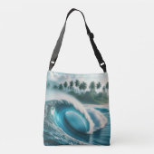 Tropische Ozeanwälder Crescendo Palmen Tragetaschen Mit Langen Trägern (Rückseite)