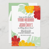 Tropische Paare POLTERABEND Luau Einladung 2 (Vorne/Hinten)