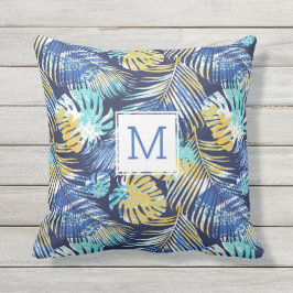 Tropische Palm-Blätter farbenfrohe Fern Custom Mon Kissen