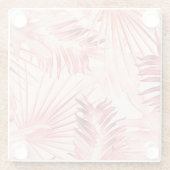 Tropische Palm-Blätter, hawaiianisches Stilmuster. Glasuntersetzer (Rückseite)