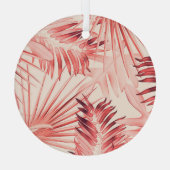 Tropische Palm-Blätter, hawaiianisches Stilmuster. Ornament Aus Glas (Rückseite)