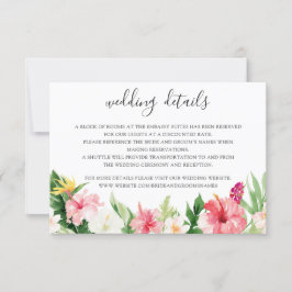 Tropische Palm-Blätter Hochzeitdetails Beipackkart Einladung