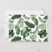 Tropische Palm-Blätter Hochzeitdetails Beipackkart Einladung (Rückseite)