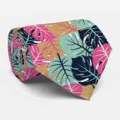 Tropische Palm-Blätter in Rosa und Blau | botanisc Krawatte (Gerollt)