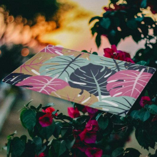 Tropische Palm-Blätter in Rosa und Blau | dekorati Schneidebrett