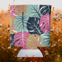 Tropische Palm-Blätter in Rosa und Blau | Getränke Dosenkühler