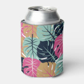Tropische Palm-Blätter in Rosa und Blau | Getränke Dosenkühler (Kanne Vorderseite)