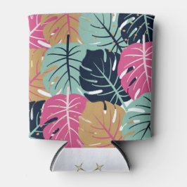 Tropische Palm-Blätter in Rosa und Blau | Getränke Dosenkühler