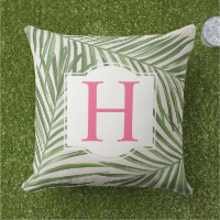 Tropische Palm-Blätter Rosa Monogramm