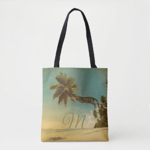 Tropische Palm Leopard Vintage Elegante Monogramm Tasche