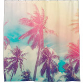 Tropische Palm-Silhouette with sun light on su Duschvorhang (Vorderseite)