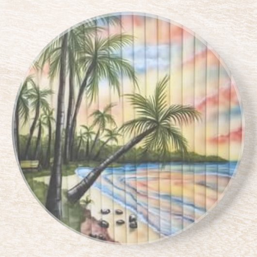 TROPISCHE PALMBÄUME STRANDSTRÄNDE GETRÄNKEUNTERSETZER (Vorne)