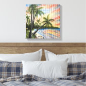TROPISCHE PALMBÄUME STRANDSTRÄNDE LEINWANDDRUCK (Insitu (Schlafzimmer))