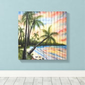 TROPISCHE PALMBÄUME STRANDSTRÄNDE LEINWANDDRUCK (Insitu (Holzboden))