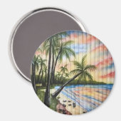 TROPISCHE PALMBÄUME STRANDSTRÄNDE MAGNET (Vorderseite/Rückseite)
