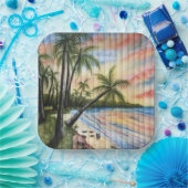 TROPISCHE PALMBÄUME STRANDSTRÄNDE PAPPTELLER (Party)