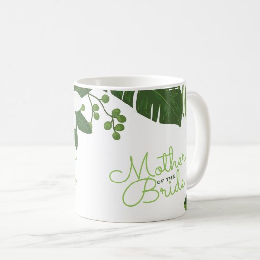 Tropische Palmblatt-Blumenmutter der Braut Kaffeetasse (VorderseiteRechts)