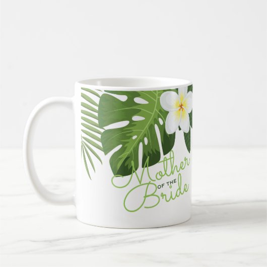 Tropische Palmblatt-Blumenmutter der Braut Kaffeetasse (Links)
