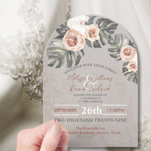 Tropische Palmblatt Botanische Boho Chic Hochzeit Acryleinladungen