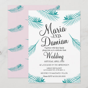 Tropische Palmblatt-Illustration Grün Hochzeit Einladung