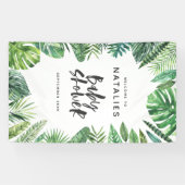 Tropische Palmblatt- u. Skript-Babyparty Banner (Horizontal)