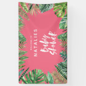 Tropische Palmblatt- u. Skript-Babyparty Banner (Vertikal)