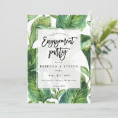 tropische Palmblatt-Verlobungs-Party Einladung (Stehend Vorderseite)