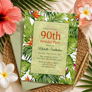 Tropische Palmblätter 90. Geburtstag Einladung