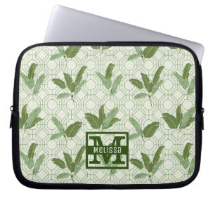 Tropische Palmblätter   addieren Ihren Namen Laptopschutzhülle