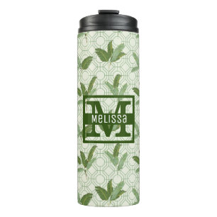 Tropische Palmblätter   addieren Ihren Namen Thermosbecher