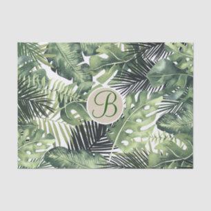 Tropische Palmblätter Chic Monogramm Buchstabe Ini Seidenpapier