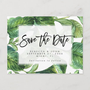tropische Palmblätter, die Save the Date Karte