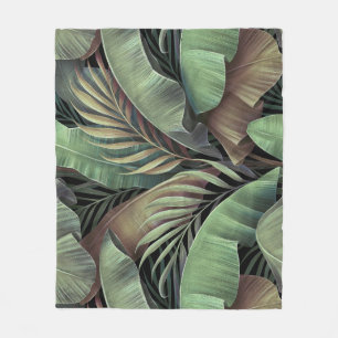 Tropische Palmblätter, handgezeichnete 3D-Illustra Fleecedecke