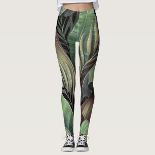 Tropische Palmblätter, handgezeichnete 3D-Illustra Leggings
