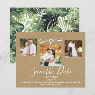 Tropische Palmblätter  Hochzeitsfoto Save the Date