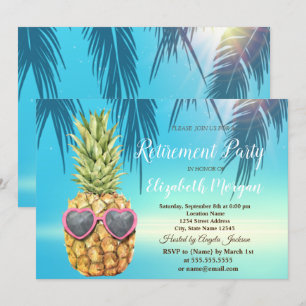 Tropische Palmblätter Kühle Ananas Ruhestand  Einladung
