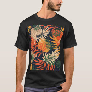Tropische Palmblätter: Nahtloser Vintage-Stil T-Shirt