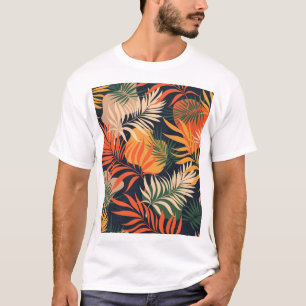 Tropische Palmblätter: Nahtloser Vintage-Stil T-Shirt