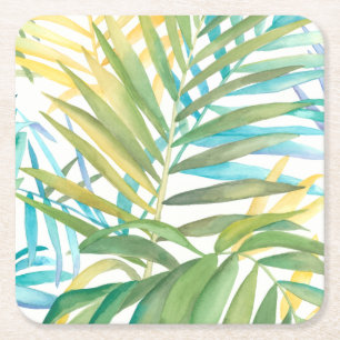 Tropische Palmblätter Rechteckiger Pappuntersetzer