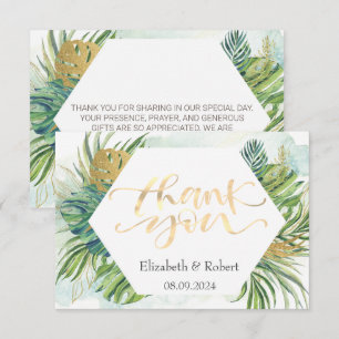 Tropische Palmblätter Sommer Hochzeit Danke Karte