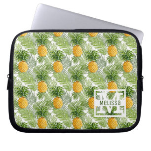 Tropische Palmblätter u. Ananas addieren Ihren Laptopschutzhülle