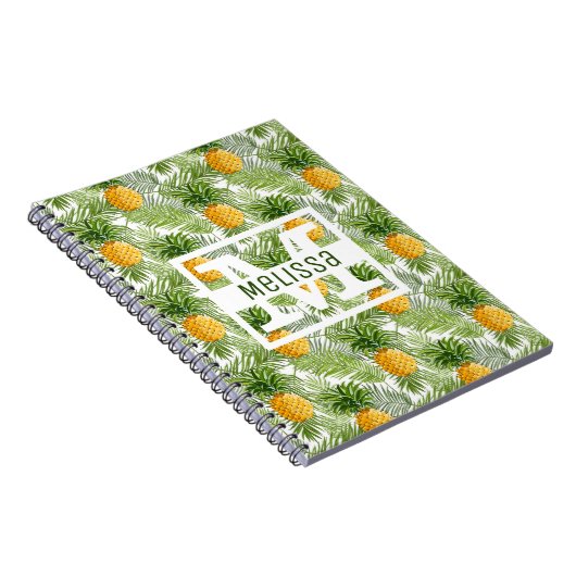 Tropische Palmblätter u. Ananas | addieren Ihren Notizblock (Rechte Seite)