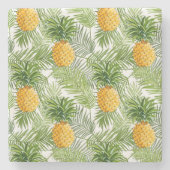 Tropische Palmblätter u. Ananas Steinuntersetzer (Vorderseite)