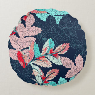 Tropische Palmblätter: Vintage-Muster Rundes Kissen