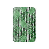 Tropische Palmblättern Schwarz-weiße Streifen Must Badematte (Vorderseite Vertikal)